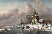 Charles Leickert Winter scene oil painting artist